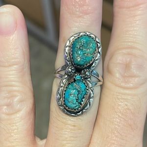 vintage old pawn navajo turquoise ring 925